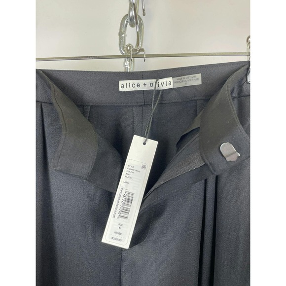 NEW Alice + Olivia Black Wool Ruched Tapered Trousers Size 6 - Picture 4 of 10